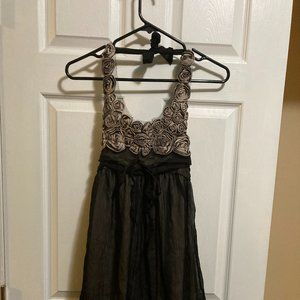 Rose Lace Detail Halter Dress